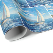 Zeilboot Impasto Schilderij Cadeaupapier (Rol Hoek)