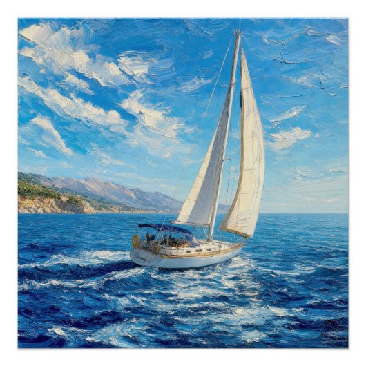 Zeilboot Impasto Schilderij Perfect Poster (Voorkant)