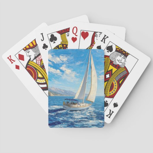 Zeilboot Impasto Schilderij Pokerkaarten (Achterkant)