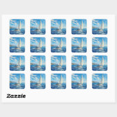 Zeilboot Impasto Schilderij Vierkante Sticker (Vel)