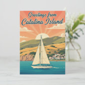 Zeilboot in Avalon Catalina Island, Californië Feestdagenkaart (Staand voorkant)