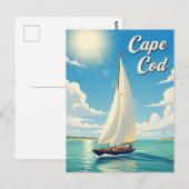 Zeilboot in Cape Cod Massachusetts Reis Briefkaart (Voorkant / Achterkant)