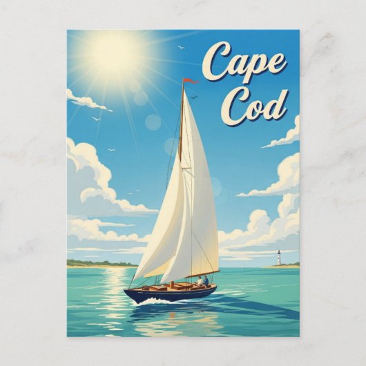 Zeilboot in Cape Cod Massachusetts Reis Briefkaart (Voorkant)