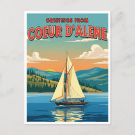 Zeilboot in Coeur D'Alene Idaho Ansichtkaart Briefkaart