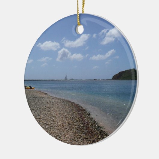 Zeilboot in de buurt van St. Thomas Keramisch Ornament (Links)