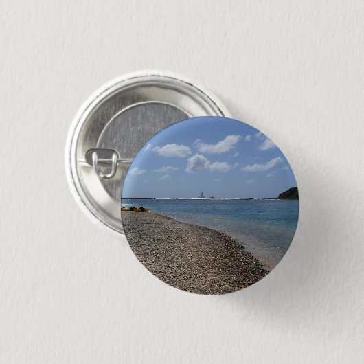 Zeilboot in de buurt van St. Thomas Ronde Button 3,2 Cm (Voorkant /achterkant)