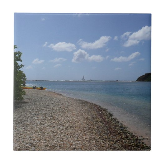 Zeilboot in de buurt van St. Thomas Tegeltje (Voorkant)