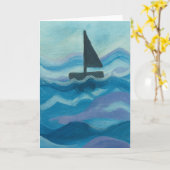Zeilboot in de oceaan Blanco Groet Kaart (Gele Bloem)