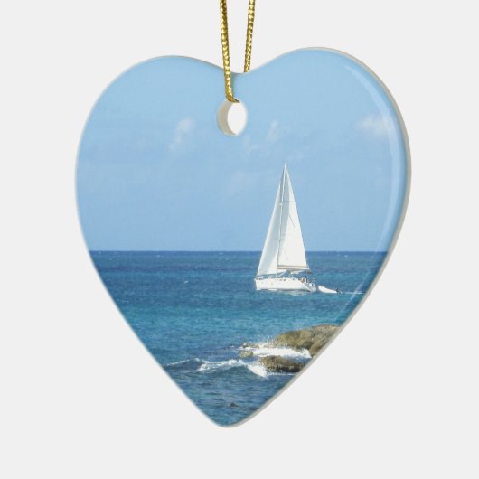 Zeilboot in de Oceaan Keramisch Ornament (Links)