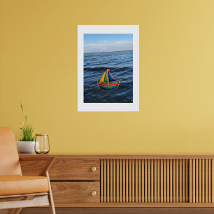 Zeilboot in de zomer — kleuren op een reis poster