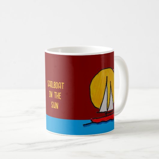 Zeilboot in de zon Deep Red Koffiemok (Voorkant rechts)