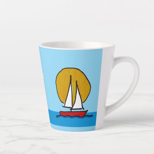 Zeilboot in de zon Deep Red Latte Mok (Rechts)