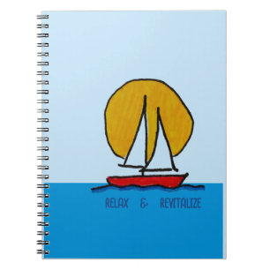 Zeilboot in de zon klembord notitieboek