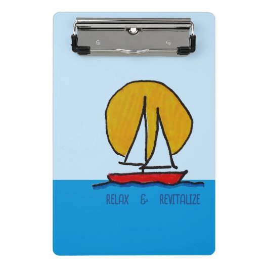 Zeilboot in de zon  mini klembord (Voorkant)