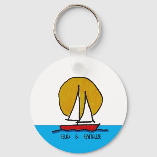 Zeilboot in de zon - Relax & Revitalize Sleutelhanger (Voorkant)
