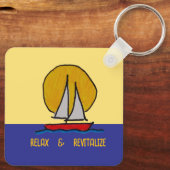 Zeilboot in de zon sleutelhanger (Achterkant)