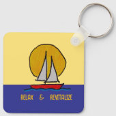 Zeilboot in de zon sleutelhanger (Achterkant)