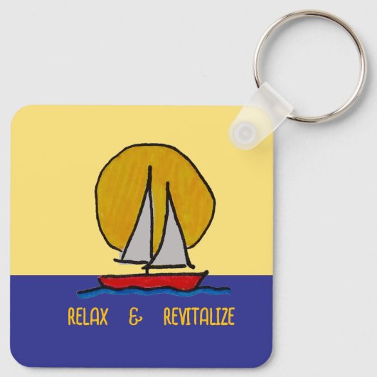 Zeilboot in de zon sleutelhanger (Achterkant)