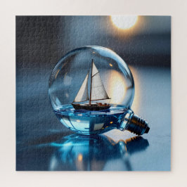 Zeilboot in een Lightbulb Air Art Legpuzzel
