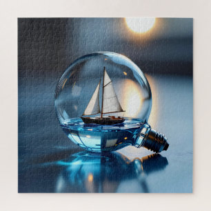 Zeilboot in een Lightbulb Air Art Legpuzzel