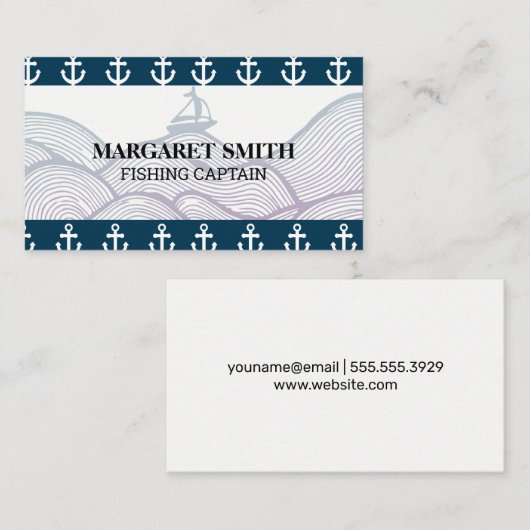 Zeilboot in golven gestileerd | Ankers Visitekaartje (Voorkant / Achterkant)