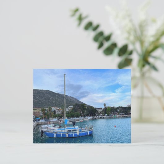 Zeilboot in Harbour Corinth Greece Briefkaart (Staand voorkant)