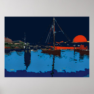 Zeilboot in Harbour Poster