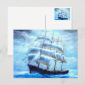 Zeilboot in het zee briefkaart (Voorkant / Achterkant)