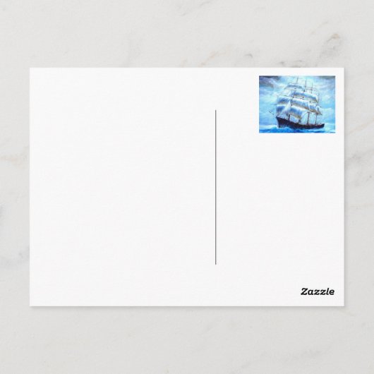 Zeilboot in het zee briefkaart (Achterkant)