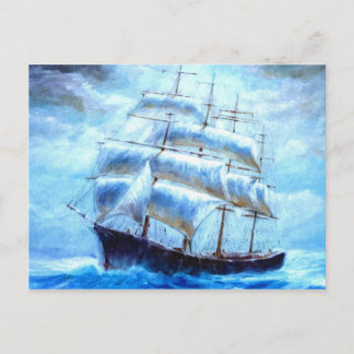 Zeilboot in het zee briefkaart