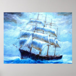 Zeilboot in het zee poster