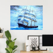 Zeilboot in het zee poster (Thuiskantoor)