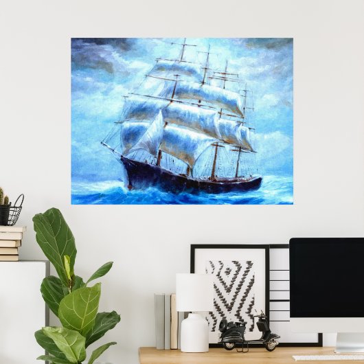 Zeilboot in het zee poster (Thuiskantoor)