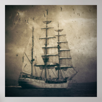  zeilboot in het Zee van de Noordzee Poster