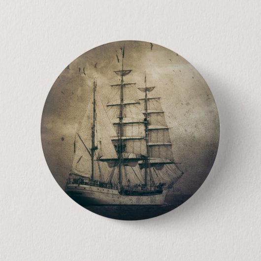 zeilboot in het Zee van de Noordzee Ronde Button 5,7 Cm (Voorkant)