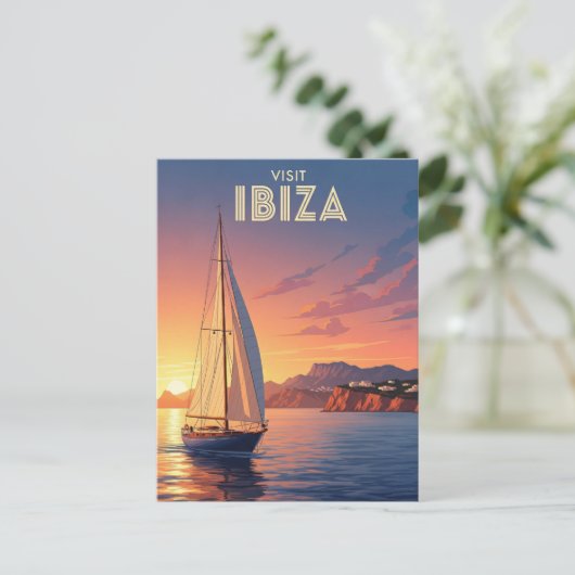 Zeilboot in Ibiza Spanje Reizen Briefkaart (Staand voorkant)