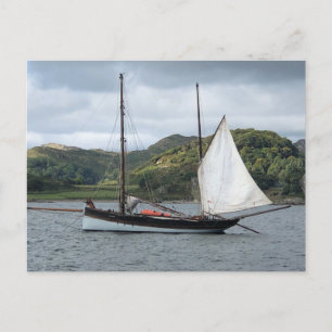 Zeilboot in Loch Crinan, Schotland Feestdagenkaart