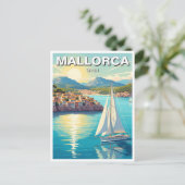 Zeilboot in Mallorca Spanje Reizen Briefkaart (Staand voorkant)