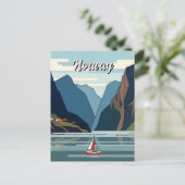 Zeilboot in Noorse fjord Briefkaart (Staand voorkant)