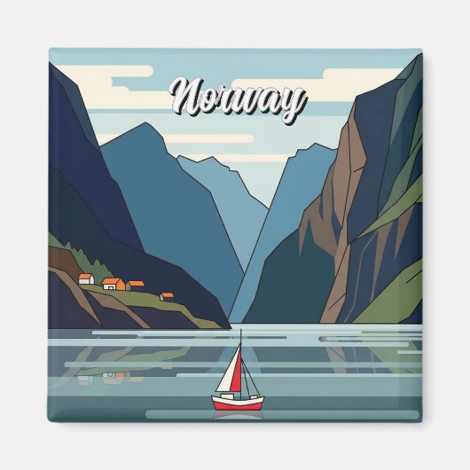 Zeilboot in Noorse fjord Magneet (Voorkant)