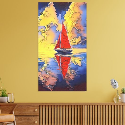 Zeilboot in schilderstijl Canvas Print (Insitu (Woonkamer))