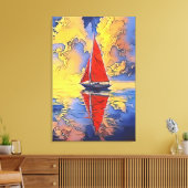 Zeilboot in Schilderstijl Canvasprint Canvas Afdruk (Insitu (Woonkamer))