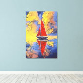 Zeilboot in Schilderstijl Canvasprint Canvas Afdruk (Insitu (Houten vloer))