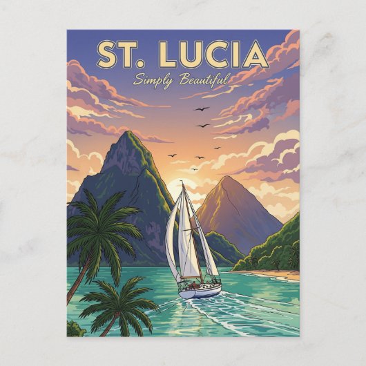 Zeilboot in St. Lucia Caribbean reizen Briefkaart (Voorkant)