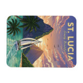 Zeilboot in St. Lucia Caribbean reizen Magneet (Horizontaal)