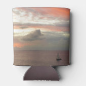 Zeilboot in Sunset Beauful Pink Seascape Blikjeskoeler (Achterkant)