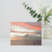 Zeilboot in Sunset Beauful Pink Seascape Briefkaart (Staand voorkant)