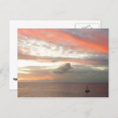 Zeilboot in Sunset Beauful Pink Seascape Briefkaart (Voorkant / Achterkant)