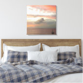 Zeilboot in Sunset Beauful Pink Seascape Canvas Afdruk (Insitu (Slaapkamer))