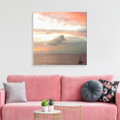 Zeilboot in Sunset Beauful Pink Seascape Canvas Afdruk (Insitu (Woonkamer))